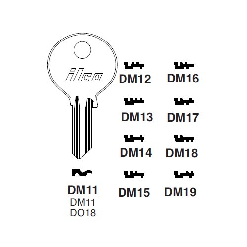 Ilco DM11 uncut key blank for Dom