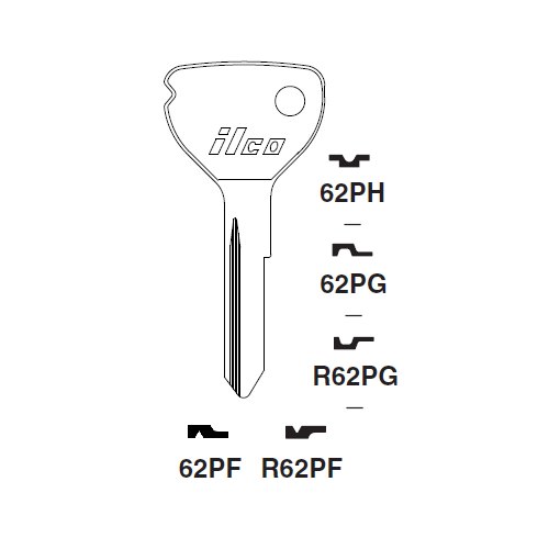 Ilco R62PG uncut key blank for Opel
