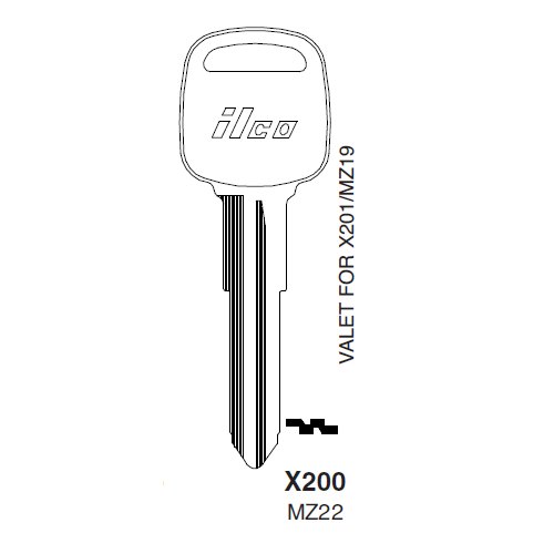 Ilco X200 uncut key blank for Mazda
