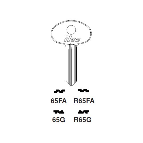 Ilco R65FA uncut key blank for Fiat, Moretti