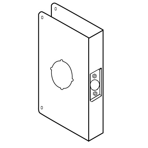 Don-Jo 55A-S-CW Wrap Around Plate Single Bore For Cylindrical Lock 1-3/4" Door, 2-3/4" Backset, Finish: Satin Stainless Steel