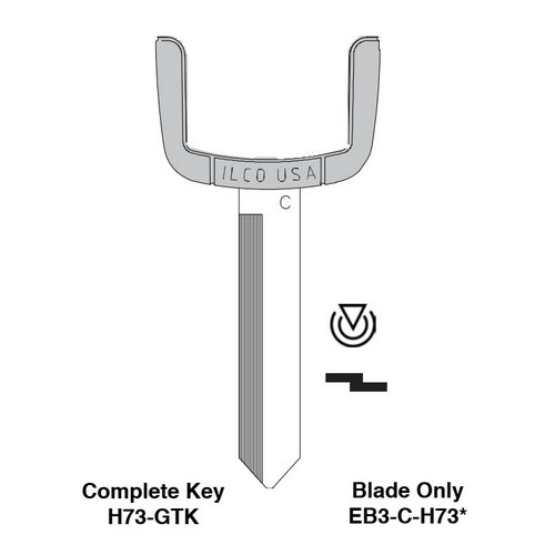 Ilco EB3-C-H73 Ford, Lincoln, Mercury Electronic Key Blade Only