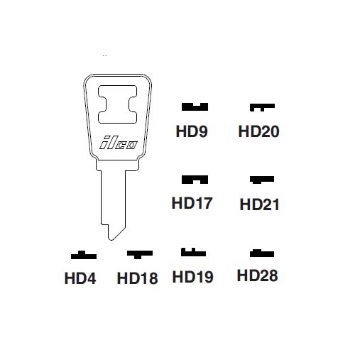 Ilco HD18 uncut key blank for Honda Motorcycles
