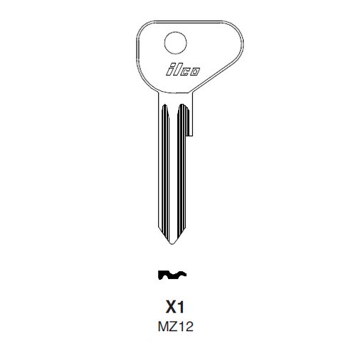 Ilco X1 uncut key blank for Mazda