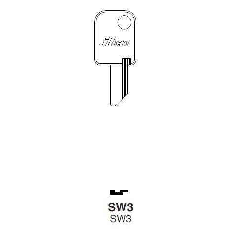 Ilco SW3 uncut key blank for Sweda