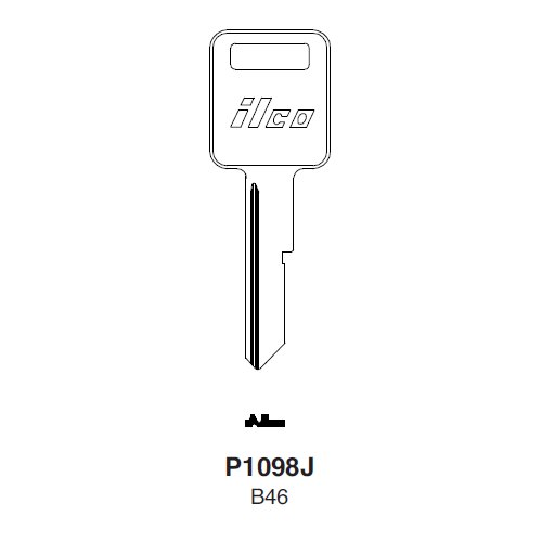 Ilco P1098J uncut key blank for American Motors, Jeep, Renualt, General Motors