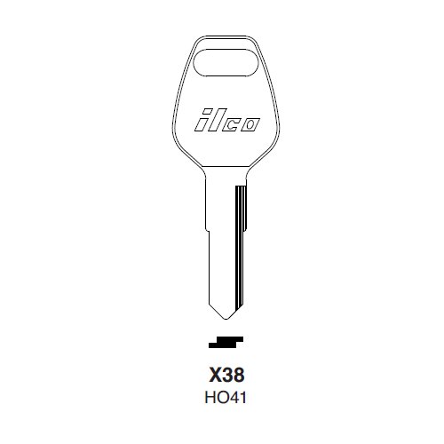 Ilco X38 uncut key blank for Honda Automobiles