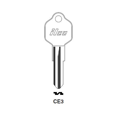 Ilco CE3 uncut key blank for Bedford, Vauxhall