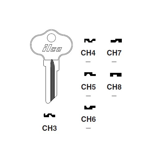 Ilco CH6 Key Blank : Chrysler Outboard