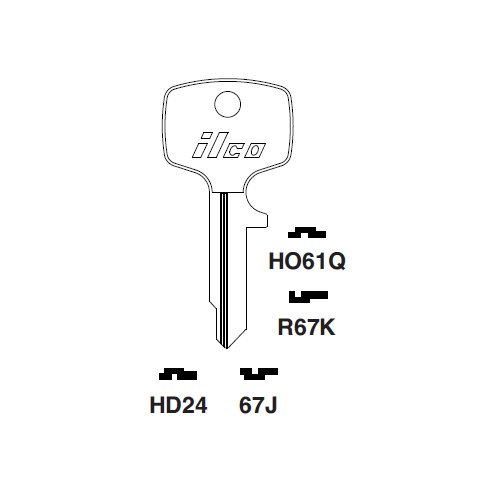 Ilco HD24 uncut key blank for Honda Motorcycles