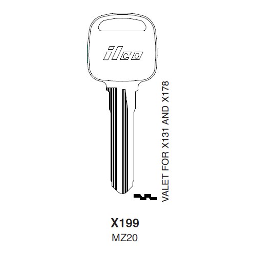 Ilco X199 uncut key blank for Mazda