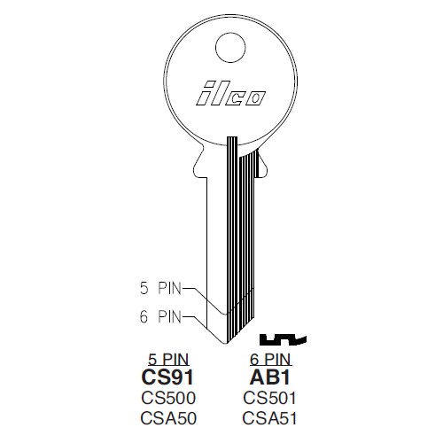 Ilco CS91 uncut key blank for Abus