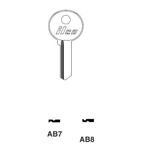 Ilco AB8 uncut key blank for Abus