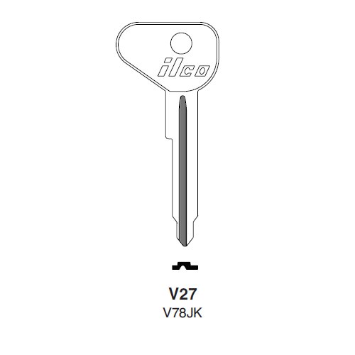 Ilco V27 uncut key blank for VW