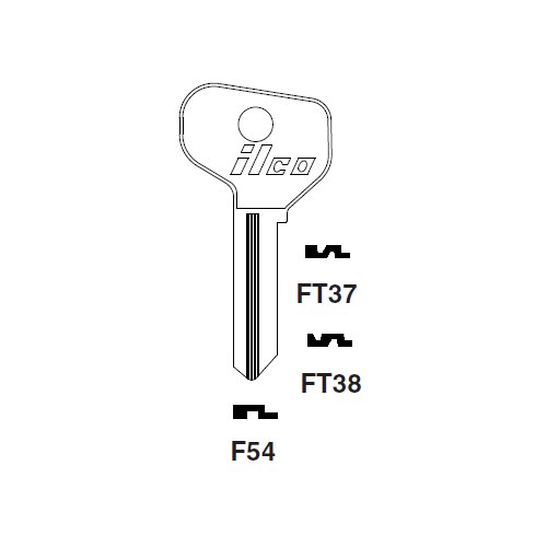 Ilco FT37 uncut key blank for Alfa Romeo, Autobianchi, Fiat, Iveco