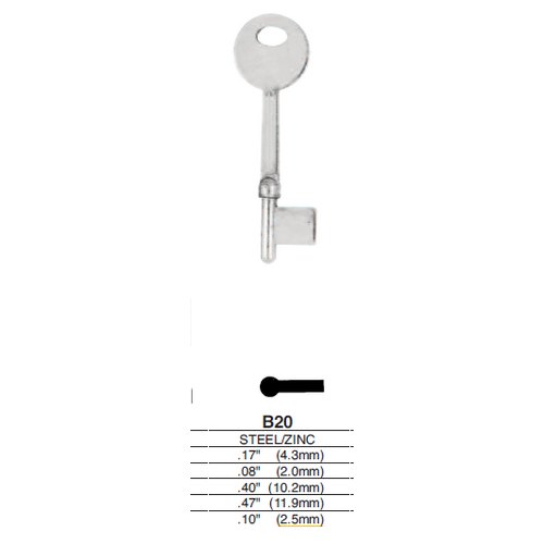 Ilco B20 uncut key blank