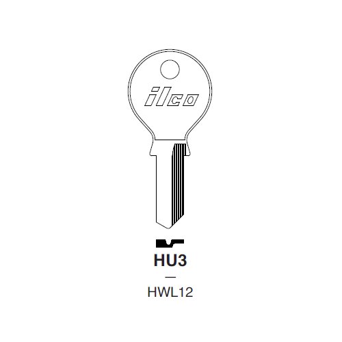 Ilco HU3 uncut key blank for Huwill