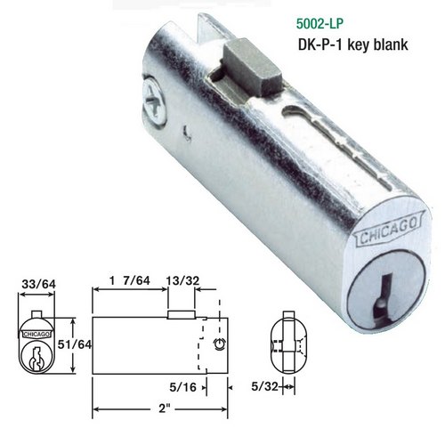 Chicago C5002LP File Cabinet Lock - 2" Square Bolt Keyed Different