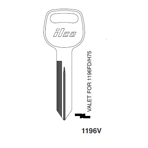 Ilco 1196V uncut key blank for Ford