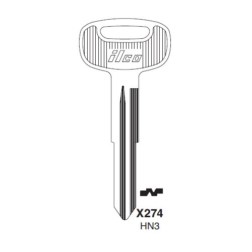 Ilco X274 uncut key blank for Harley Davidson