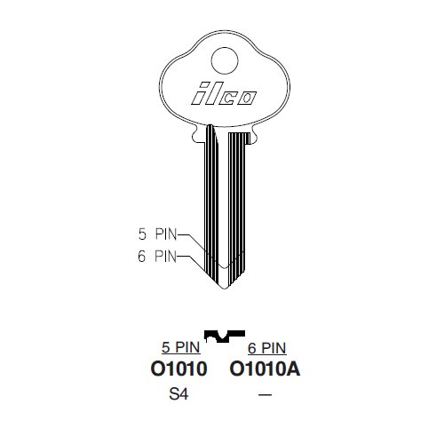 Ilco O1010A uncut key blank for Sargent