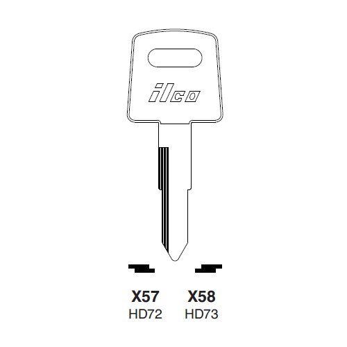 Ilco X58 uncut key blank for Honda Motorcycles