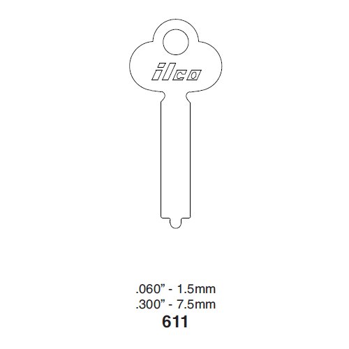 Ilco 611 uncut key blank for Miscellaneous Flat Steel