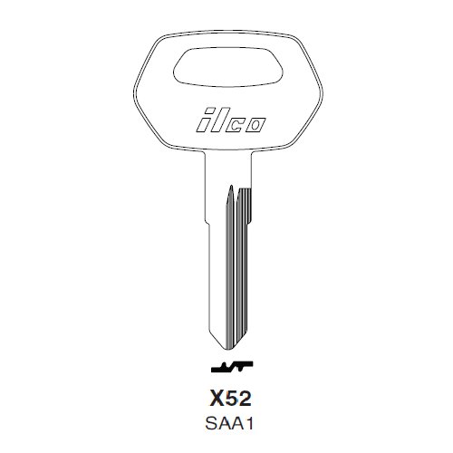 Ilco X52 uncut key blank for Saab