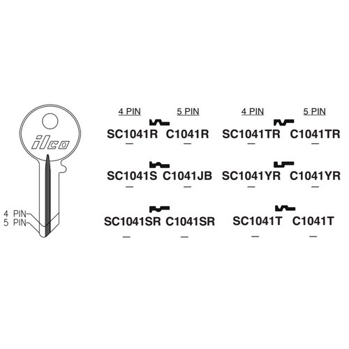 Ilco C1041TR uncut key blank for Chicago