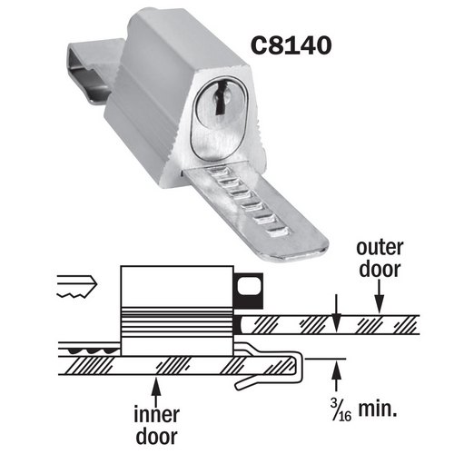 National Lock C8140 Pin Tumbler Glass Plate Sliding Door Lock Keyed Alike to 915