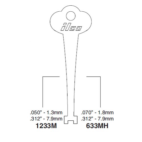 Ilco 633MH uncut key blank for Miscellaneous Flat Steel