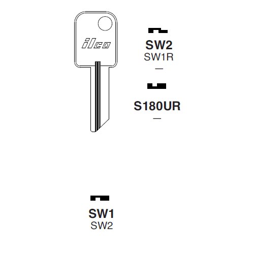 Ilco SW1 uncut key blank for Sweda