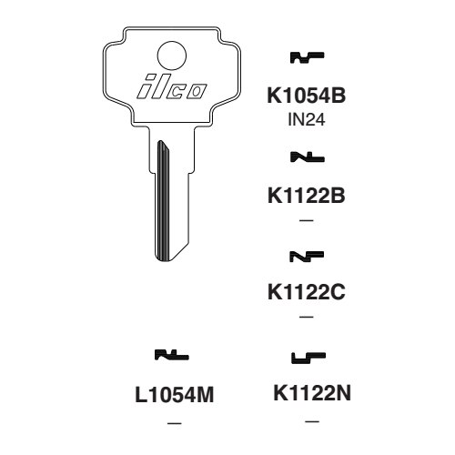 Ilco L1054M uncut key blank for Bargman