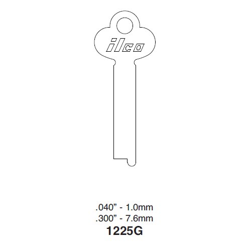 Ilco 1225G uncut key blank for Yale