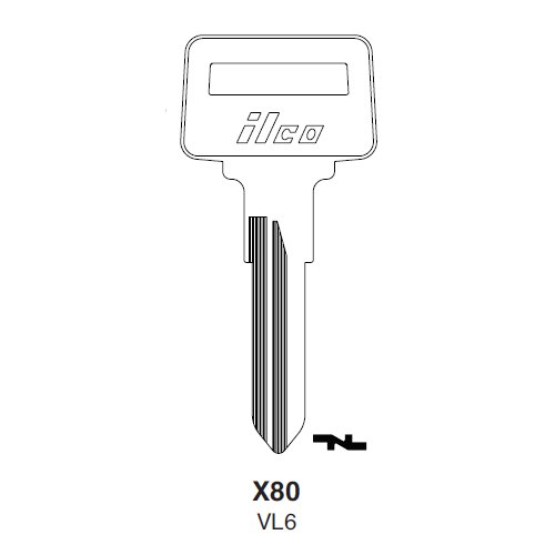Ilco X80 uncut key blank for Volvo