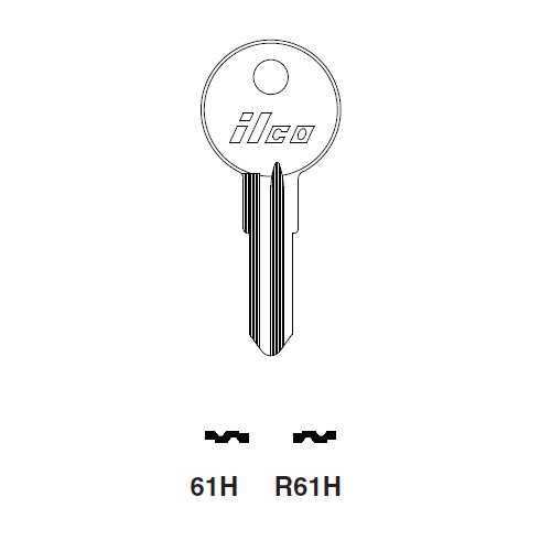 Ilco 61H uncut key blank for Alfa Romeo, Fiat, Lambretta, Lancia