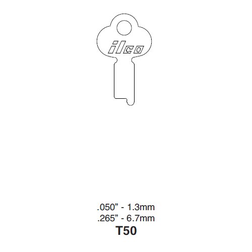 Ilco T50 uncut key blank for Miscellaneous Flat Steel