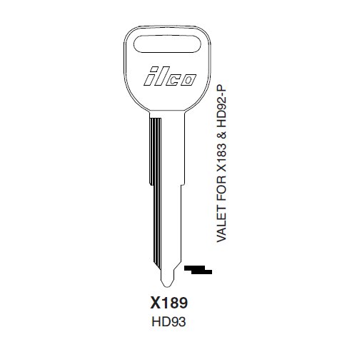Ilco X189 uncut key blank for Acura