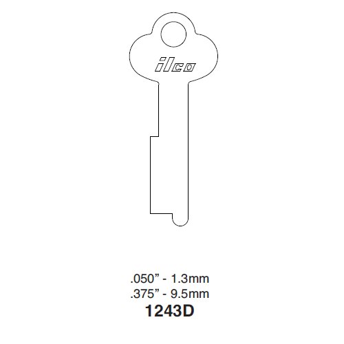 Ilco 1243D uncut key blank for Miscellaneous Flat Steel