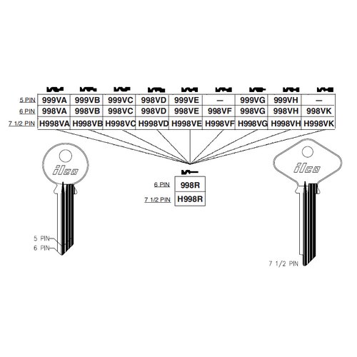 Ilco H998VE uncut key blank for Yale