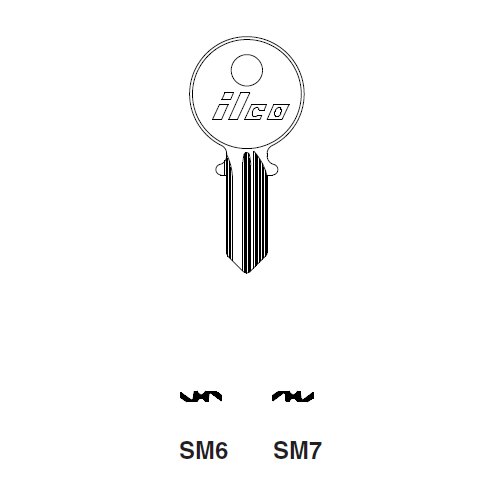 Ilco SM7 uncut key blank for Simca, Tablot, Matra