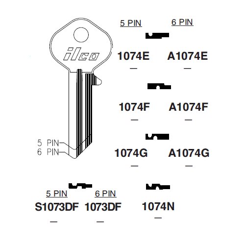 Ilco 1074F uncut key blank for Slaymaker