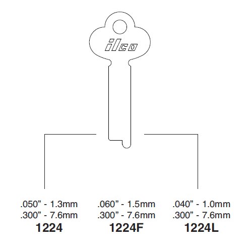 Ilco 1224 uncut key blank for Yale