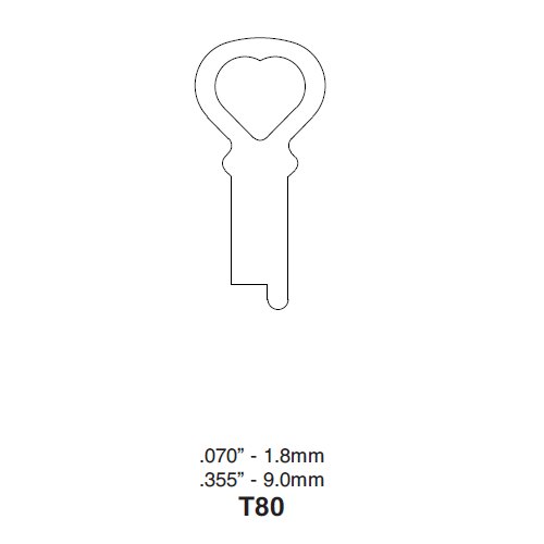 Ilco T80 uncut key blank for Miscellaneous Flat Steel