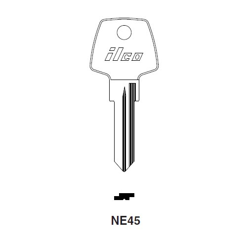 Ilco NE45 uncut key blank for Peugeot, Renault