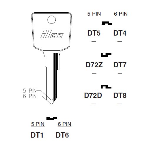Ilco DT8 uncut key blank for Nissan