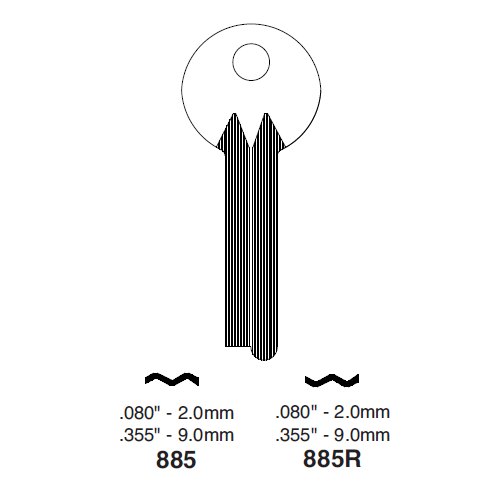 Ilco 885R uncut key blank
