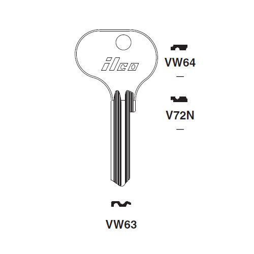 Ilco VW64 uncut key blank for VW