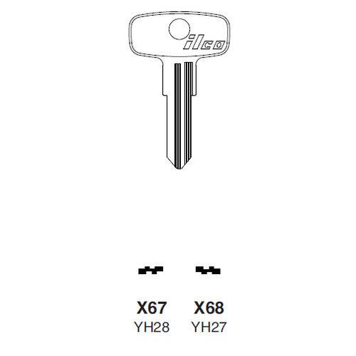 Ilco X67 uncut key blank for Yamaha