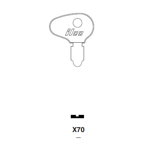 Ilco X70 uncut key blank for Harley Davidson